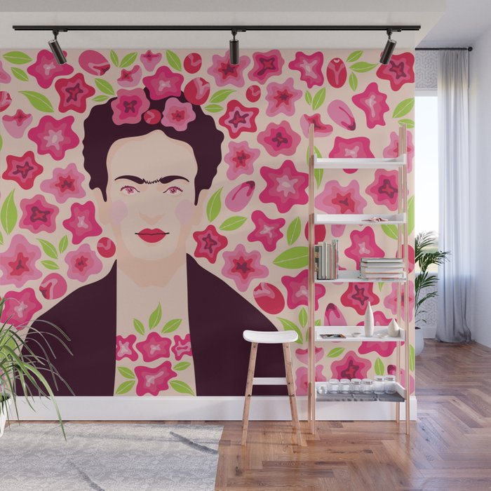 Frida Kahlo In Flowers Wall Mural By Tetiana Voloshyna Society6