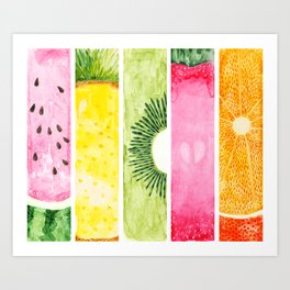 Summer Fruits Watercolor Abstraction Art Print