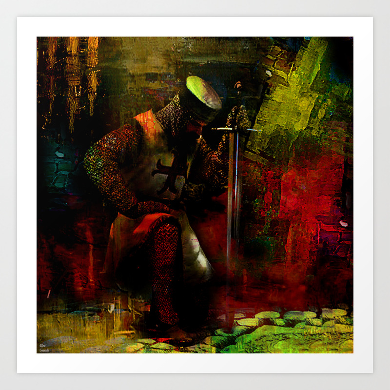 The Prayer Of The Knight Templar Art Print By Ganech Society6