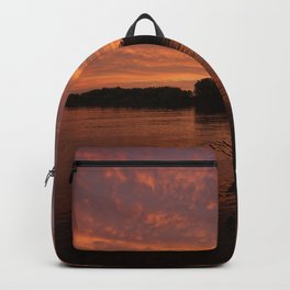 A Breathtaking Red and Orange Sunset over the Lake on June 21st, 2022. IV Backpack | Orange, Sky, Redsky, Lake, Photo, Canada, Skyscape, Landscape, Cloudscape, Horizon 