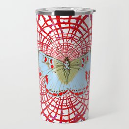 ARTISTIC RED-WHITE BUTTERFLY DREAM CATCHER WEB Travel Mug