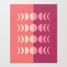 Moon Phases 21 in Coral Purple Beige Pink Canvas Print