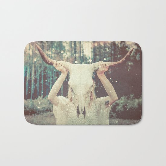 Bull Skull Tribal Woman Bath Mat