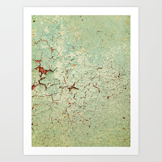 Cracked Wall Texture Green Art Print