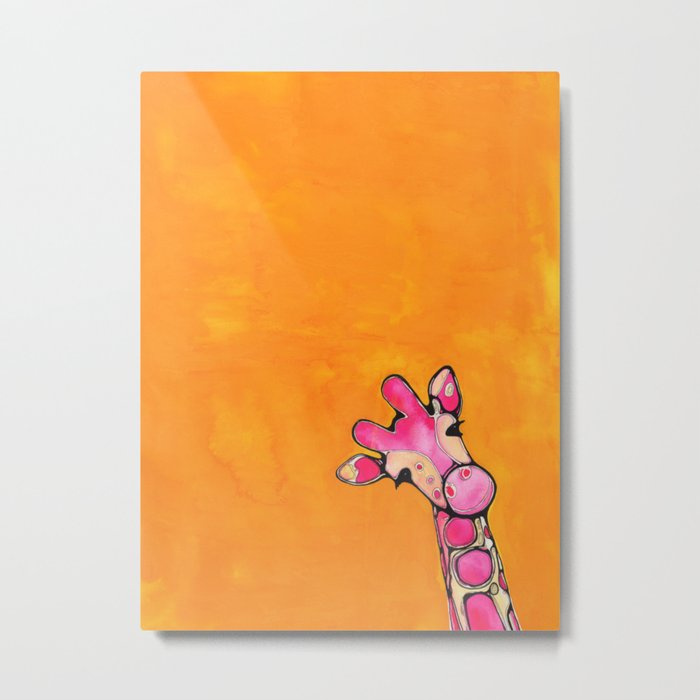 Baby Pink Giraffe Metal Print