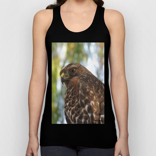 Young Red-Shouldered Hawk in a Desert Willow Unisex Tank Top