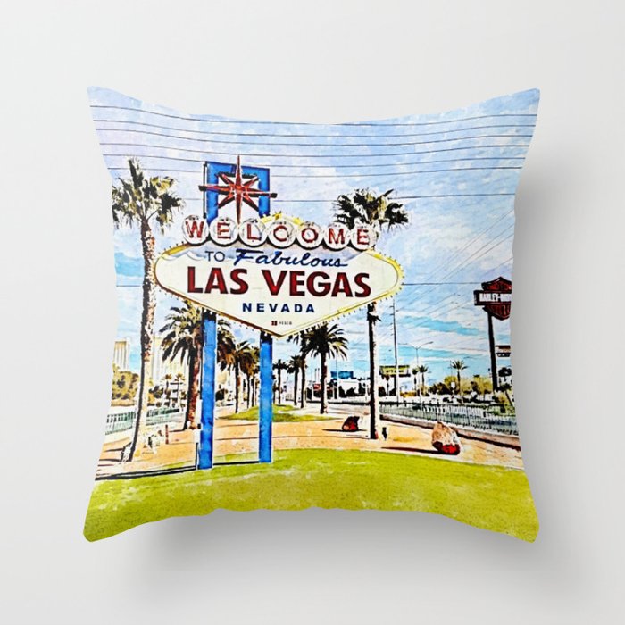 Las Vegas Signage Throw Pillow