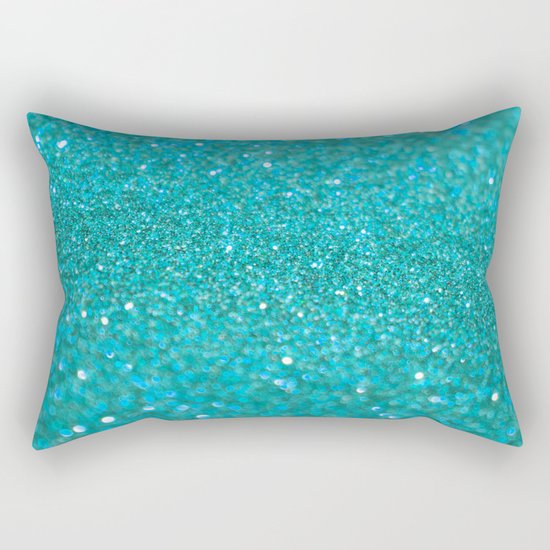 Bright Turquoise Glitter Rectangular Pillow