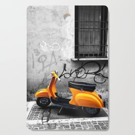 Orange Vespa in Bologna Black and White Photography Cutting Board