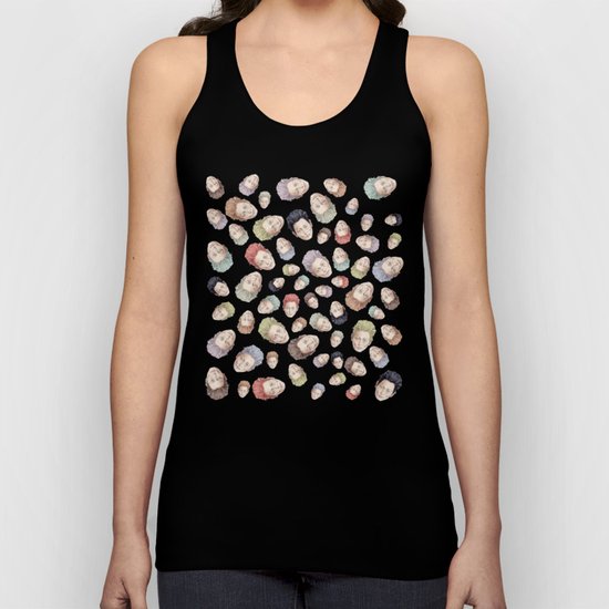 Tilda Heads on Black | Hair Pattern Unisex Tank Top