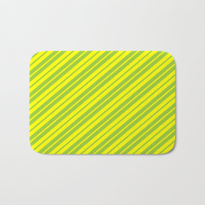 Green and Yellow Colored Stripes/Lines Pattern Bath Mat