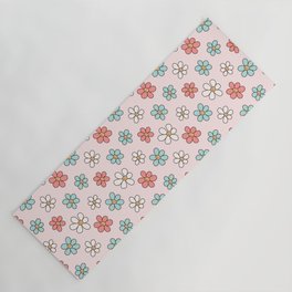 Happy Daisy Pattern, Cute and Fun Smiling Colorful Daisies Yoga Mat
