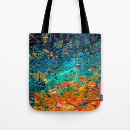 ETERNAL TIDE 2 Rainbow Ombre Ocean Waves Abstract Acrylic Painting Summer Colorful Beach Blue Orange Tote Bag