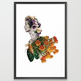 Retro Floral Collage / you never brought me flowers so I became my own bouquet Framed Art Print