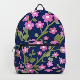 Lovely Blossoms - pink on navy Backpack