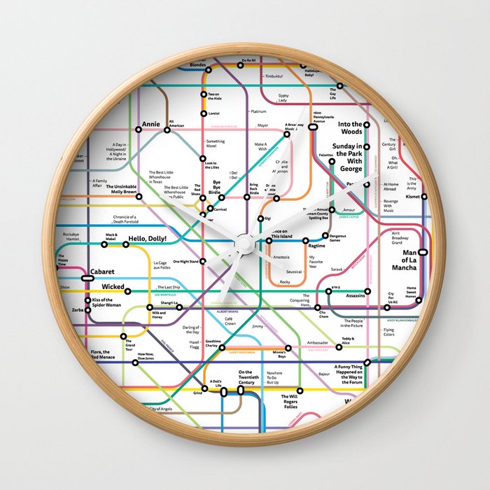 The Broadway Musical History Subway Map Wall Clock