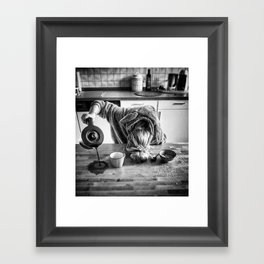 First I Drink the Coffee, Then I do the Stuff - hangover black and white photograph / photography Framed Art Print