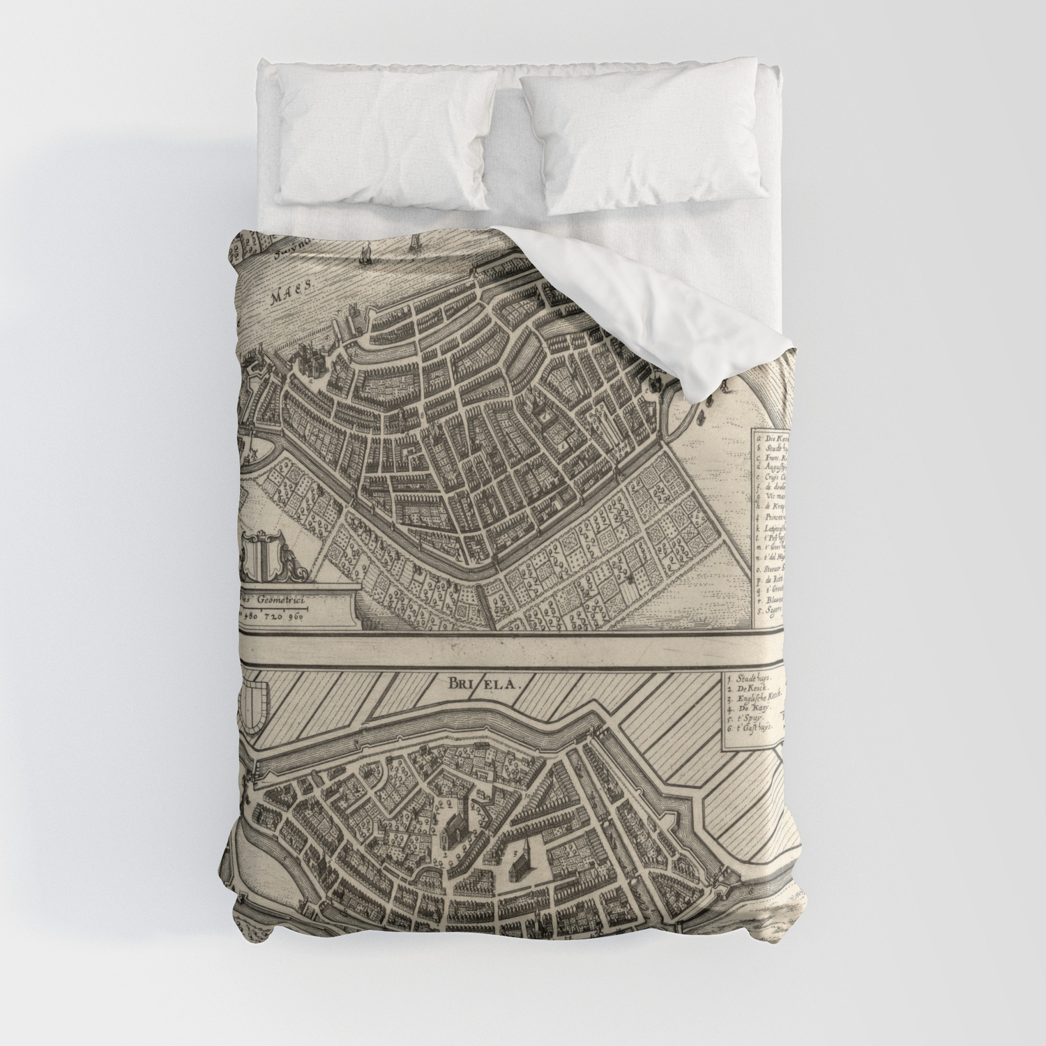 Map Of Dordrecht And Brielle Netherlands 1646 Duvet Cover By The Arts Society6