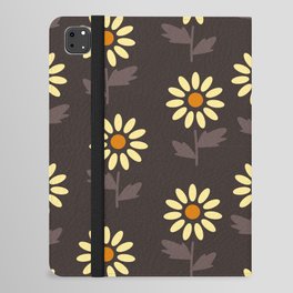 Minimal Sunflower pattern_Black Coffee iPad Folio Case