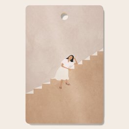 Girl Thinking on a Stairway Cutting Board