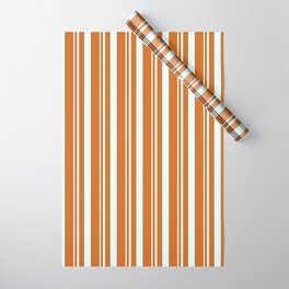 [ Thumbnail: Light Cyan & Chocolate Colored Striped Pattern Wrapping Paper ]