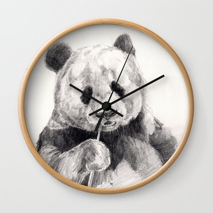 Panda black white Wall Clock