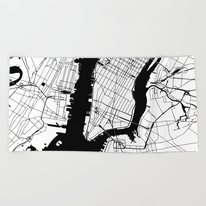 New York City Minimal Map Beach Towel