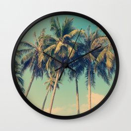 Aloha! Retro palm tree on the beach - summer vibes vintage illustration Wall Clock