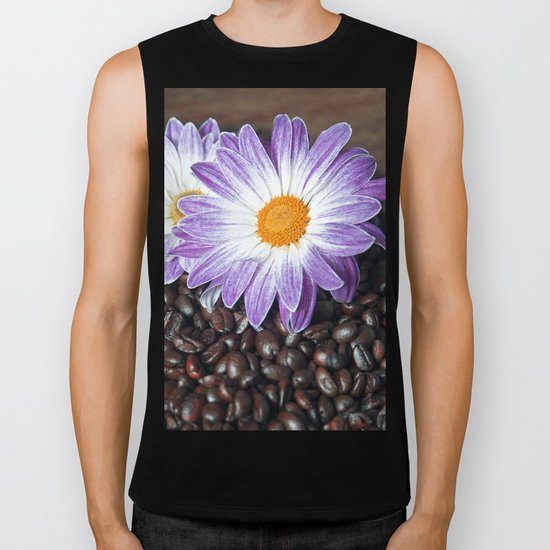 COFFEE & VIOLET DAISY Biker Tank