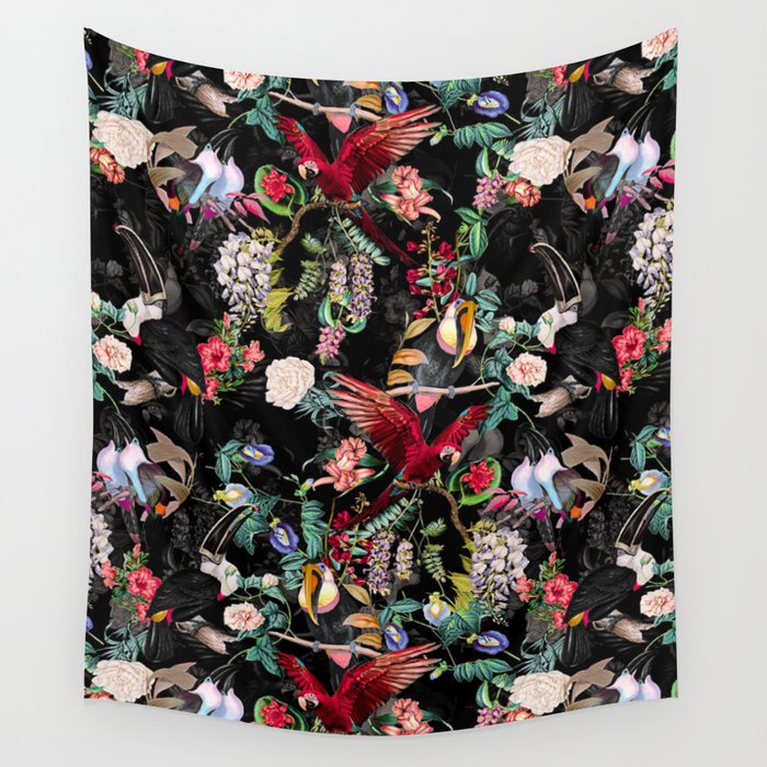 Floral and Birds IX Wall Tapestry