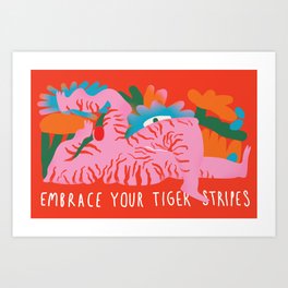 Embrace Your Tiger Stripes  | Contemporary Illustration | Figurative | Body positive Art Print | Motivational, Encouragement, Drawing, Digital, Figure, Inspirational, Stripes, Body Positivity, Positive, Bodypositive 