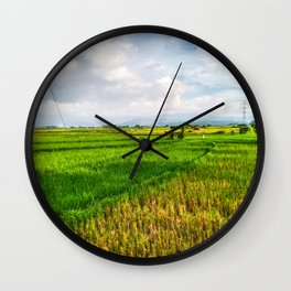 Green Rice Field Farm in Ilocos Sur Philippines Wall Clock