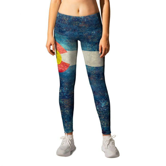 Grungy Colorado Flag Leggings by North America Symbols and Flags