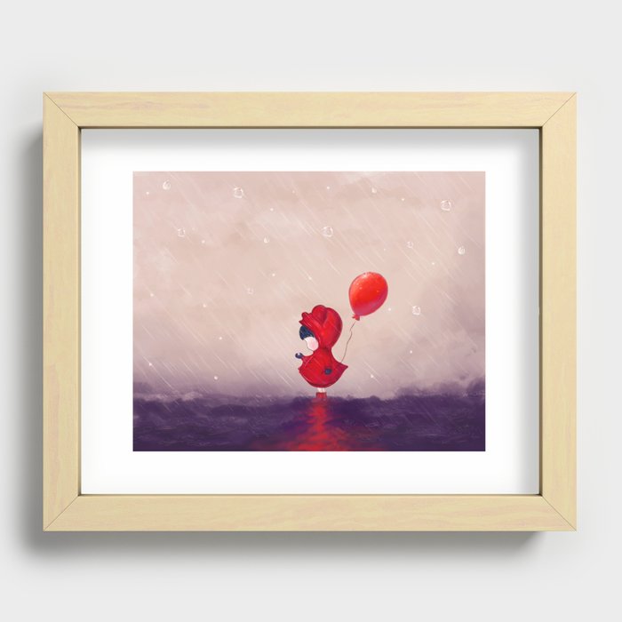 Girl with a red balloon  Recessed Framed Print
