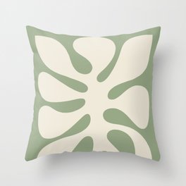 Abstract Monstera Leaf 6. Sage Throw Pillow