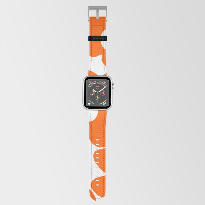 Orange Retro Flowers White Background #decor #society6 #buyart Apple Watch Band
