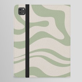 Liquid Swirl Abstract Pattern in Almond and Sage Green iPad Folio Case