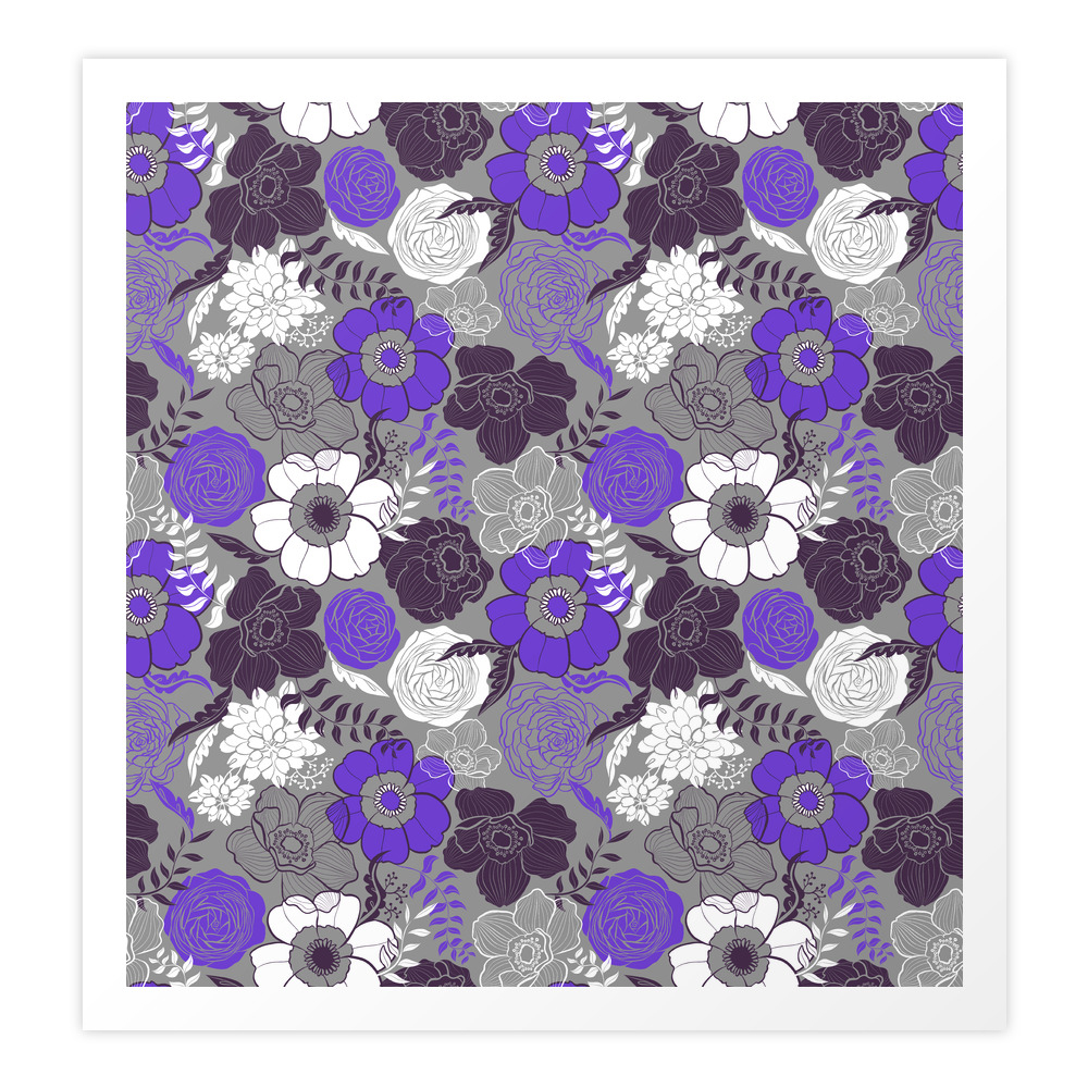 Violet Anemones in Grey Art Print by torysevas