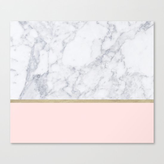 Marble Gold Blush Pink Pattern Canvas Print By Xiari