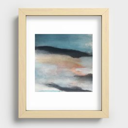 Dawn: a minimal abstract acrylic piece in pink, blues, yellow, and white Recessed Framed Print