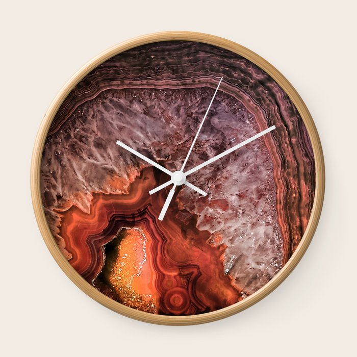 Copper Brown Agate Mineral Gemstone Geode Wall Clock By Originalaufnahme Society6