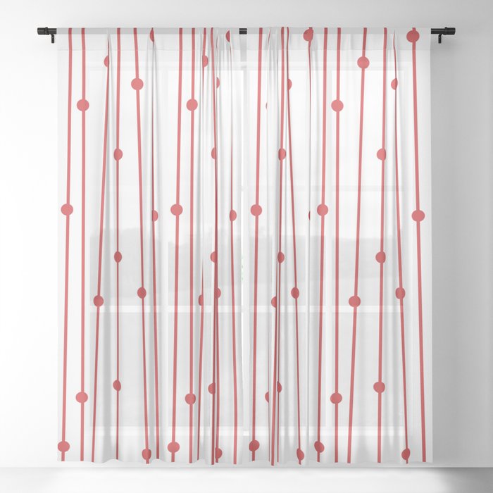 Red White Vertical Stripe Polka Dot Pattern Pairs Coloro 2022 Popular Color Red Glow 013-43-37 Sheer Curtain