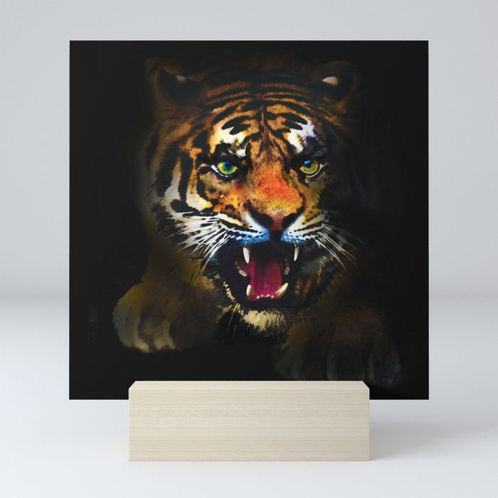 tiger in the dark Mini Art Print