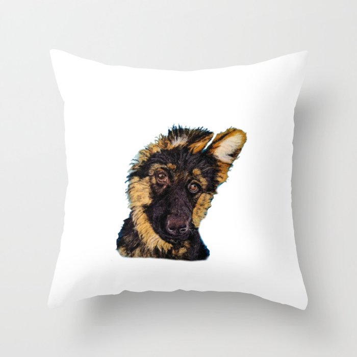 German Shepherd Puppy needle felt portrait Throw Pillow by Karen