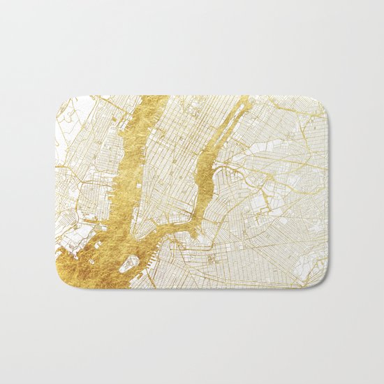 New York Map Gold Bath Mat