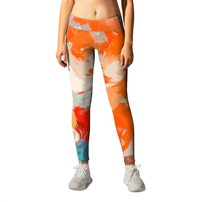 Pleasure, Abstract Painting Summer, Positivity Modern Bohemian Pop of Color Bright Good Vibes Leggings