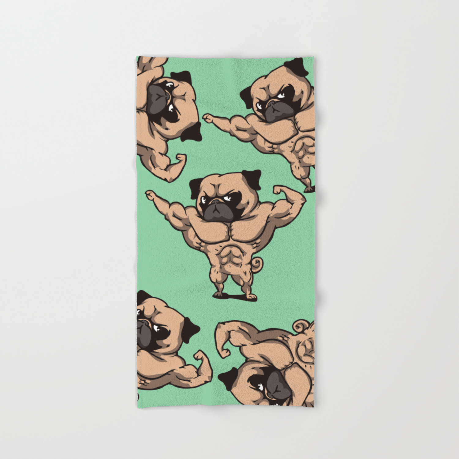 Baby Pug Bodybuilder Hand Bath Towel By Pugsgym Society6