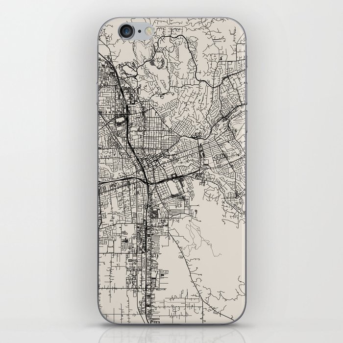 Santa Rosa USA - City Map - Black and White Aesthetic iPhone Skin