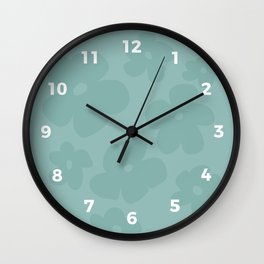 Blue Retro Flowers Clock with numbers Wall Clock