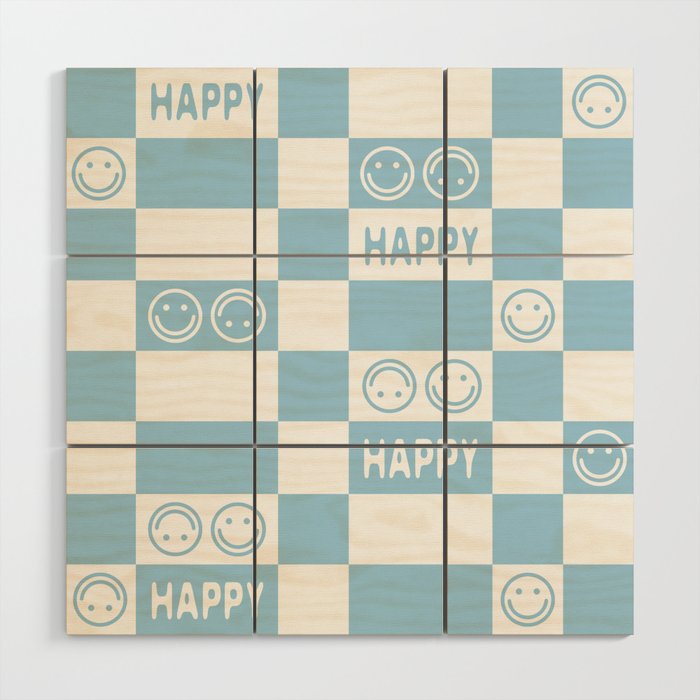 HAPPY Checkerboard 2.0 (Morning Sky Light Blue Color) Wood Wall Art